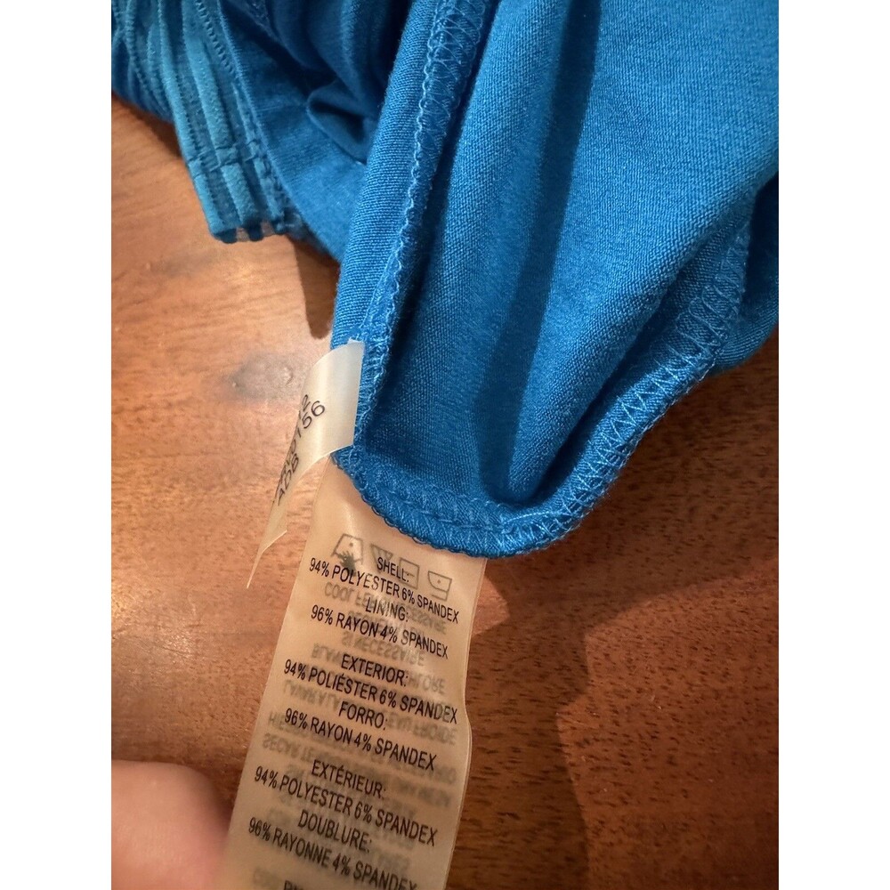 Calvin Klein Women's M Blue Mesh Stripe Asymmetric Sleeveless Tunic Tank Top NWT - Picture 6 of 8